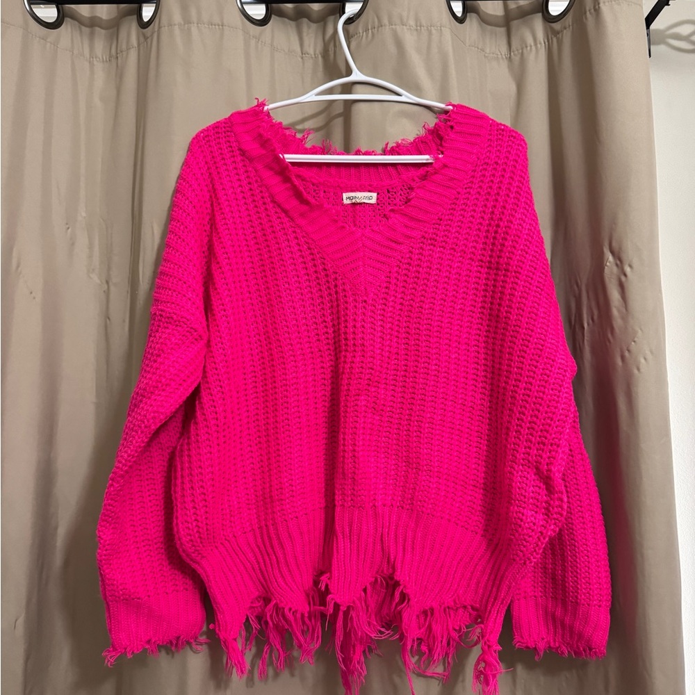 Main Strip Fuchsia Knit Sweater